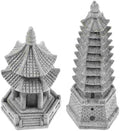 Set of 2 Pagoda Garden Miniature Sculptures - Zen Tower Decor Statues for Indoor and Outdoor Fairy Gardens - Asian Figurines for Chinese Outdoor Pagoda Decor for Home and Garden Enthusiasts by Camland