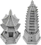 Set of 2 Pagoda Garden Miniature Sculptures - Zen Tower Decor Statues for Indoor and Outdoor Fairy Gardens - Asian Figurines for Chinese Outdoor Pagoda Decor for Home and Garden Enthusiasts by Camland