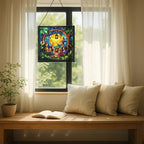 Gnome Storyteller Stained Glass Suncatcher – Square Hanging Window Panel for Home, Garden, Nursery, Halloween, Christmas, Memorial Day – Whimsical Glass Art Gift for Gnome Lovers 423hm4 - Image 7