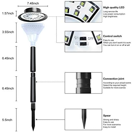 39LED Bright White Solar Pathway Lights Ground Stake Light IP65 Waterproof on/Off Solar Garden Lawn Light with Larger Solar Panel for Outdoor Yard Walkway 2Pack - Image 4