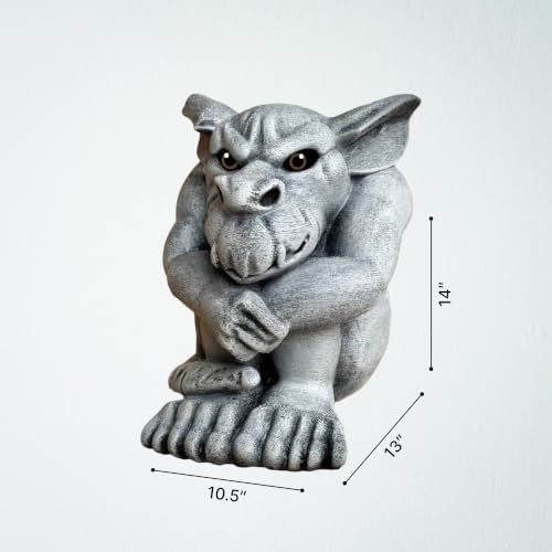 OLOMA Concrete Gargoyle Garden Statue Gothic Guardian Sculpture Handmade Outdoor Decor Mythical Creature Stone Figurine Patio Lawn Yard Porch Halloween Fantasy Ornament - Image 3