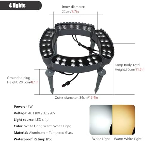 Outdoor Landscape Ring LED Tree Lights, 48-84W Tree Spotlight - Image 2