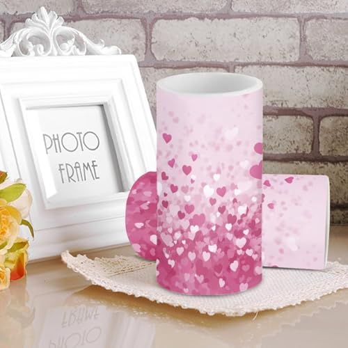 2 Pack Flameless Candles with Remote Battery Operated Candles with Timers Stylish Pink Heart Flameless LED Lights for Valentines Day Home Party Banquet Decoration - Image 3