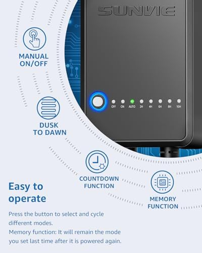 SUNVIE 60W Low Voltage Landscape Transformer with Timer and Photocell Sensor, 120V AC to 12V DC Landscape Lighting Transformer Weatherproof Low Voltage Transformer for Landscape Lights Pathway Lights - Image 2