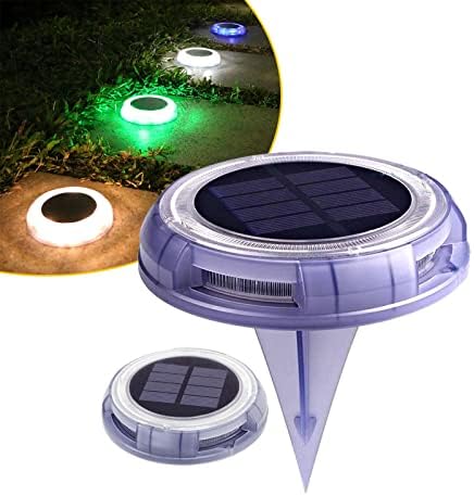 Solar Ground Lights Waterproof Solar Disk LED Yard Lights Outdoor Garden Landscape Lighting for Yard Deck Lawn Patio Pathway Walkway (4PACK) (Four Single Color(R,G,W,WW), 4) by LilonzonSolarLights