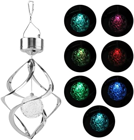 Zerodis Solar Lights Color Changing Balcony Hanging Spinning LED Light Windbell Lamp with Rechargeable Battery for Garden Yard Outdoor Decoration Solar Powered Wind Bell Colorful - Image 4
