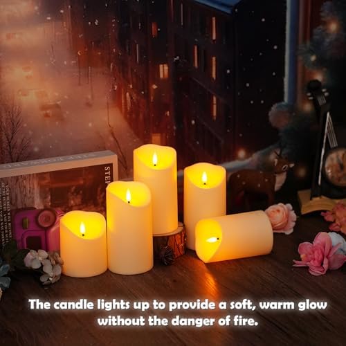 kakoya Flameless LED Candles Battery Operated with Remote and Timer,Flickering Electric Fake Plastic Pillar Candles Set of 24(D3 x H 3" 4" 5") Ivory - Image 4