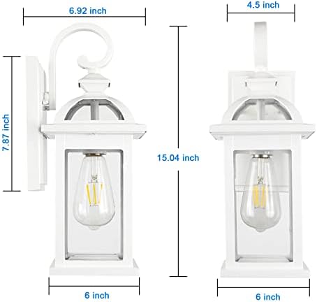 Darkaway Outdoor Lights Fixtures Wall Mount, Outdoor Wall Sconce with Seeded Glass, Waterproof Exterior Lights for House, Front Porch, Patio (1 Pack, White) - Image 2