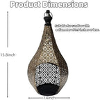 15.8inch Moroccan Lantern Lamp Decorative Candle Holders for Ramadan Decorations, Hanging, Outdoor Patio or Porch, Indoor Home Decor Gold - Image 5