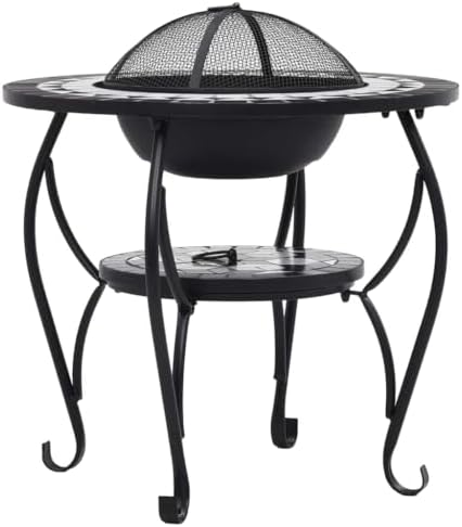 Fire Pit Table, Mosaic Ceramic Square Bowl, Wood Burning Brazier - Image 6
