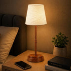 Rechargeable Cordless Table Lamp, Battery Operated Bedside Lamp, Wood Grain by Litluzecozy
