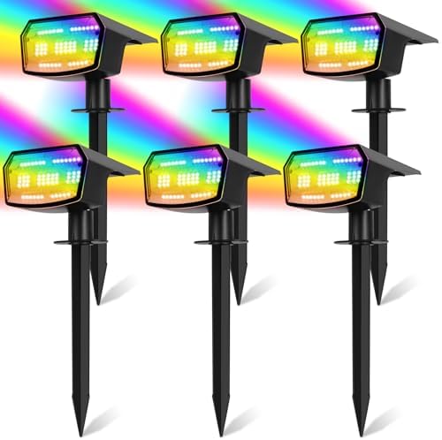 6-Pack Solar Spot Lights Outdoor Waterproof,Landscape Spotlight Multicolor by Sucolite