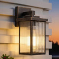 13" Black Brush Gold Outdoor Wall Light, All-Metal Frame Porch Light by hameso