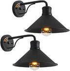 Dusk to Dawn Sensor Wall Sconce Outdoor Lighting Fixture, Industrial Outdoor Barn Light Matte Black Exterior Wall Sconce for Patio,Doorway,Porch,Entryway,Garage, 2 Pack by PTRWOROA