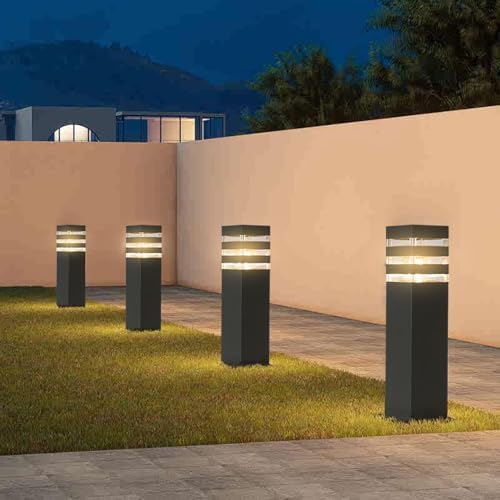 Pathway Lights Hardwired Outdoor 15In Black Lamp Post Walkway Path Lights - Image 6
