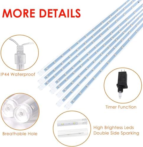 Christmas Lights Outdoor 2 Pack 16 Tube Meteor Shower Lights Red and Green - Image 7