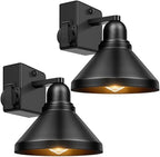 Brightever Motion Sensor Outdoor Wall Lights, Dusk to Dawn Porch Lights Outdoor Wall Sconces, Exterior Barn Lighting Fixtures with Outlet, Black Outside Lights for House, 2-Pack by Brightever