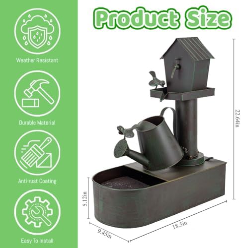 3-Tier Outdoor Fountain 23" Rustic Waterfall Garden Patio Decor - Image 2