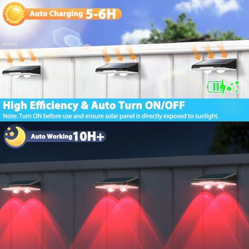 Brightever Solar Fence Lights Black 12-Pack, Color Changing & 7 Fixed Color - Image 3