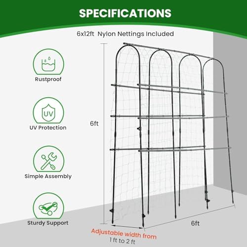 OTOSUNNY 72"x72" Garden Arch Trellis for Climbing Plants, Black - Image 6