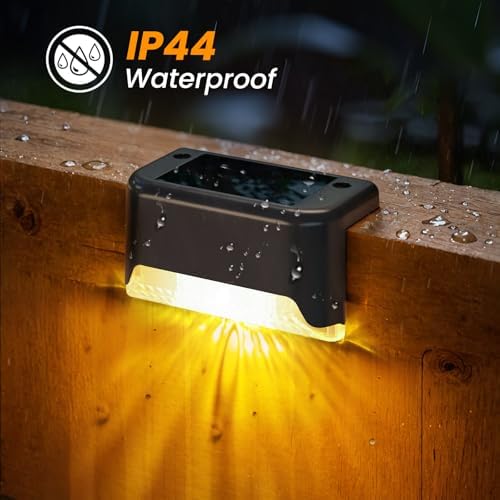 APONUO Solar Deck Lights 16 Pack, Solar Lights Outdoor Waterproof Led Solar Step Lights for Outside Stairs,Fence,Backyard,Patio（Warm White） - Image 6