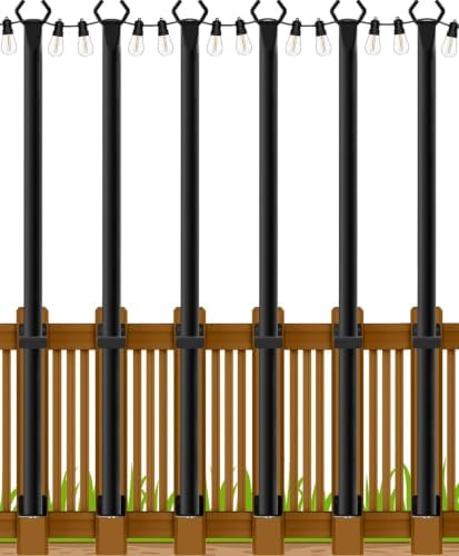 Beizelte 6 Pack 5Ft String Light Poles,Outside String Lights,Outdoor Light Poles,Metal Poles Stand for Patio,Backyard,Deck by Beizelte