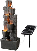 36.2'' Tall Solar Powered 4 Tiers Water Fountain, Floor-Standing Tulip Design Outdoor Waterfall Fountain, Natural Cascading Water Feature Decor for Garden, Backyard, Lawn, Yard Landscape - Image 5