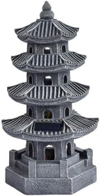 Pagoda Garden Statue Solar Powered Pagoda Lantern Resin Outdoor Zen Japanese Garden Decor for Balcony, Patio, Porch, Yard 11.4x4.7x4.7 inch Grey by Unknown