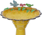 Alpine Corporation ORS112YL Vintage Metal Pedestal Birdbath with Stand, Shallow Bird Bath Bowl for Outside, 28" H, Yellow - Image 6