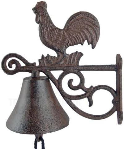 Rooster Scrolls Farm Dinner Bell Cast Iron Wall Mounted Rustic Country Western -cirasanyoe by Unknown