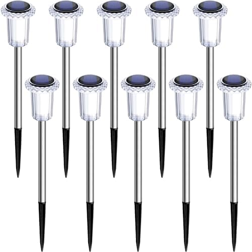 10 Pack Solar Lights Outdoor Waterproof Pathway Lights, Warm White - Image 6