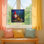 Camping Gnome Delight Stained Glass Suncatcher – Square Hanging Window Panel for Home or Greenhouse – Whimsical Glass Art Gift for Garden Lovers, Christmas, Halloween, Father Days vBfqWL - Image 5