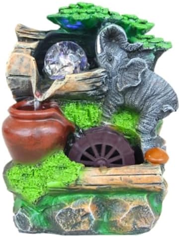 Tabletop Fountain Resin Microscape with LED Lights, Indoor Outdoor Flowing Water Decor for Stress Relief - Image 2