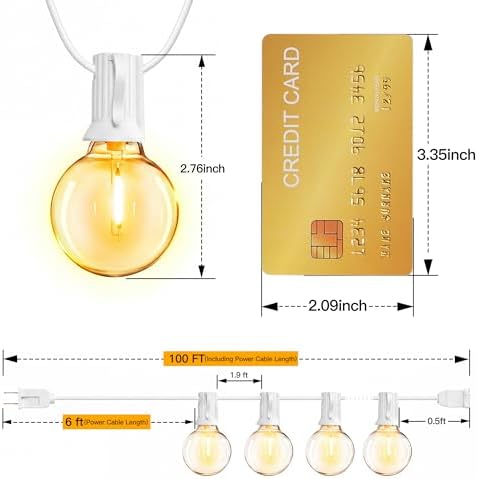 Ollny Outdoor String Lights, 100FT LED Patio Lights Waterproof White Wire - Image 4