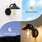 LUTEC 2 Pack Dusk to Dawn Outdoor Indoor Exterior Light Fixture, Farmhouse Barn Wall Sconce, Matte Black Finish Anti-Rust Wall Mount Light, Waterproof Wall lamp with Clear Glass for Porch, Patio - Image 3
