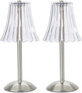HEQET Cordless Table Lamps for Home,Table,Dining Room, Gold Rechargeable Lamps, USB Charge 12'' Tall LED Brass Portable Outdoor Indoor Table Lamp with Built-in Dimmer (Silver-Pack 2) by HEQET