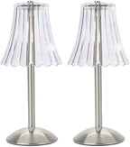 HEQET Cordless Table Lamps for Home,Table,Dining Room, Gold Rechargeable Lamps, USB Charge 12'' Tall LED Brass Portable Outdoor Indoor Table Lamp with Built-in Dimmer (Silver-Pack 2) by HEQET