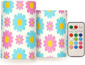Lovely Daisy Floral Peach Blue Flameless Votive Candles with Remote Candles with Timer Waterproof Electronic Lights Flickering Led for Christmas Battery Operated Flickering 2-Piecing Set by Unknown