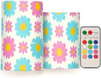 Lovely Daisy Floral Peach Blue Flameless Votive Candles with Remote Candles with Timer Waterproof Electronic Lights Flickering Led for Christmas Battery Operated Flickering 2-Piecing Set by Unknown