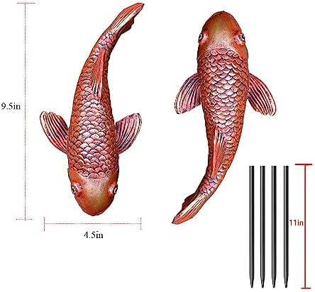 Antique Ceramic Koi Fish Garden Statues - Set of 2 | Exquisite Fish Sculptures for Outdoor, Patio, Pond, and Garden Decorations (Brassy) - Image 6