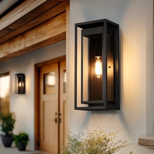19" Large Outdoor Wall Light Fixtures, Black Porch Light - Image 2