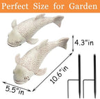 Teaeeno Set of 2 Antique Koi Fish Statue, Outdoor Garden Sculpture for Patio, Backyard, Pond, and Home Decor (White) - Image 3