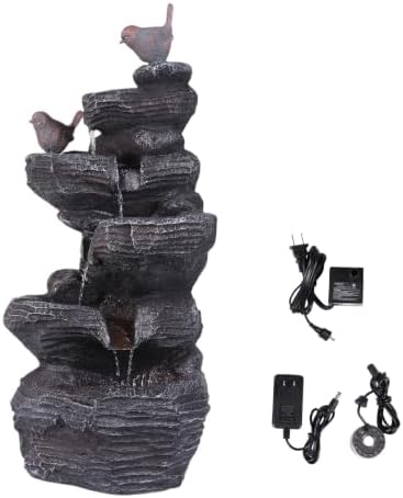 Resin Stone Imitation Waterfall with LED Lights Tabletop Water Fountain Desktop Waterfall Fountain Relax Decor for Home Office - Image 2
