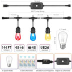 Mlambert Multicolor 144FT(3x48FT) LED Patio String Light with Remote, Black - Image 2
