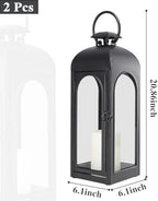 Bdor Decorative Outdoor Lantern Candle,Black Lantern Remote,20 Inch,2 Pack - Image 2