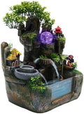 Tabletop Fountain, Waterfall Fountain with Led Light, Zen Indoor Desktop Ornament, Resin Rockery Waterfall for Indoor Outdoor Home Office Decor by Tiardocge