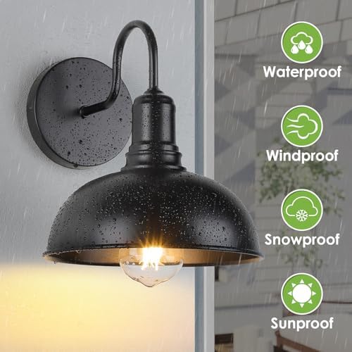 MATAMEYE Outdoor Barn Light Fixture, Large Black Exterior Wall Sconces - Image 3