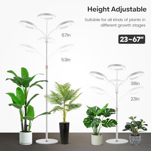 Garpsen Floor Plant Light, 3 Head Full Spectrum Grow Light with Base - Image 6