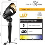GOLDEN STAR Low Voltage Landscape Lights - 5W 400LM High-Intensity Spotlights, 12V AC Cast Aluminum Flood Lights, 2700K Warm White, Replaceable MR16 LED Bulb, with Corrosion-Proof Stakes - Image 2