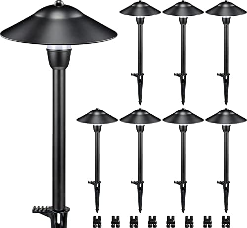 SUNVIE 3W Low Voltage Pathway Lights, 8-Pack 3000K 12-24V Classic Aluminum by SUNVIE